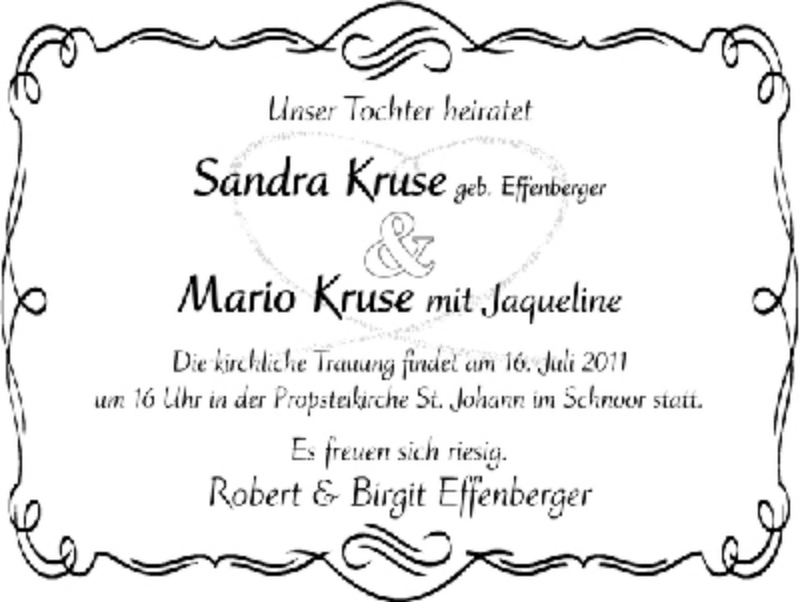 Hochzeitsanzeige von Sandra Kruse von WESER-KURIER