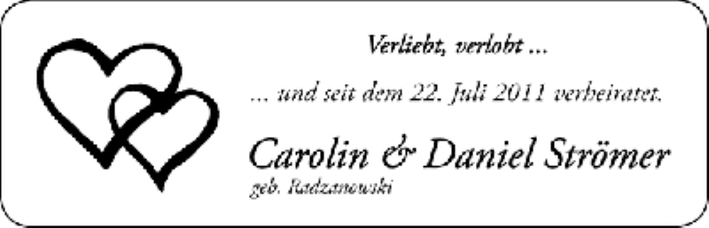 Hochzeitsanzeige von Carolin Strömer von WESER-KURIER