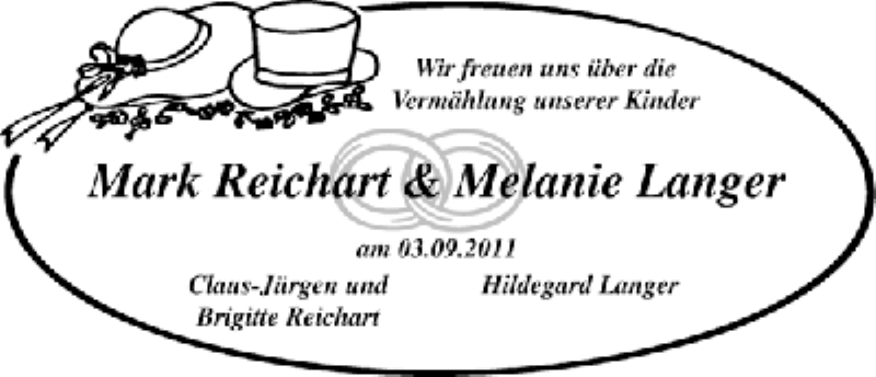 Hochzeitsanzeige von Mark Reichart von WESER-KURIER