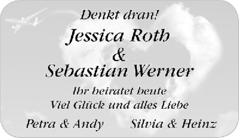 Hochzeitsanzeige von Jessica Roth von WESER-KURIER