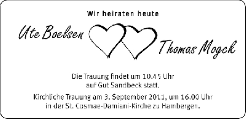 Hochzeitsanzeige von Ute Boelsen von WESER-KURIER