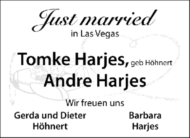 Hochzeitsanzeige von Tomke Harjes von WESER-KURIER
