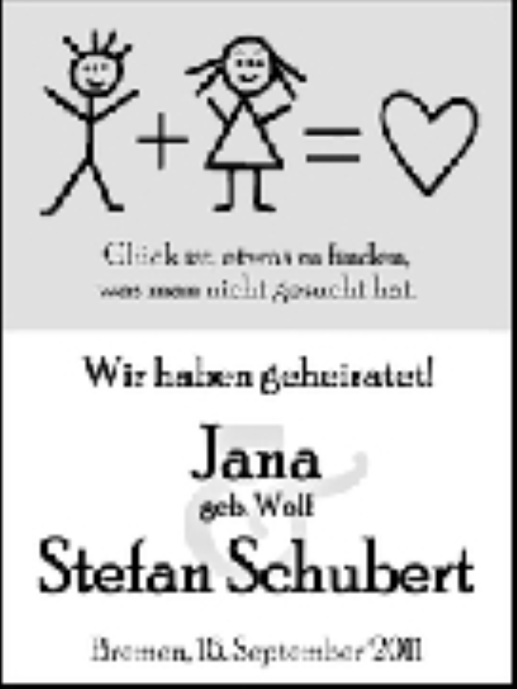 Hochzeitsanzeige von Jana Schubert von WESER-KURIER