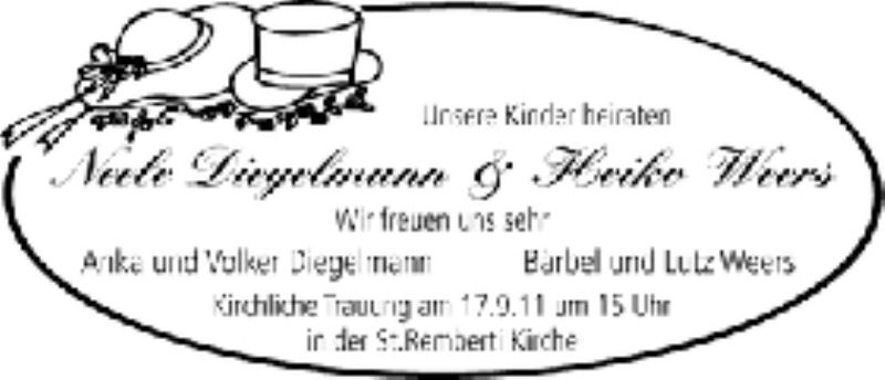 Hochzeitsanzeige von Neele Diegelmann von WESER-KURIER