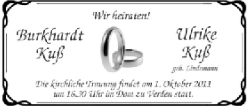 Hochzeitsanzeige von Ulrike Kuß von WESER-KURIER