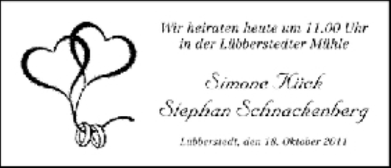 Hochzeitsanzeige von Simone Kück von WESER-KURIER