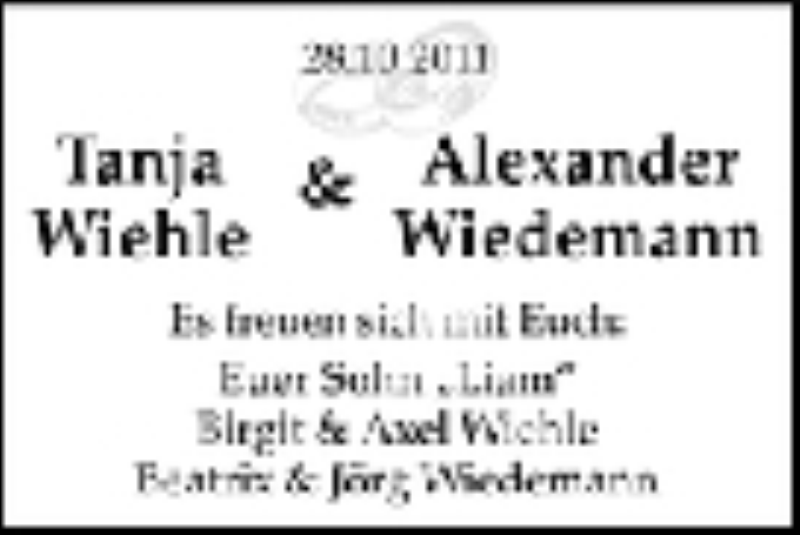 Hochzeitsanzeige von Tanja Wiehle von WESER-KURIER