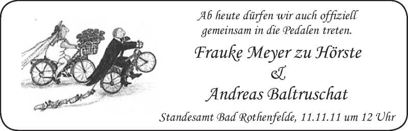 Hochzeitsanzeige von Frauke Meyer zu Hörste von WESER-KURIER