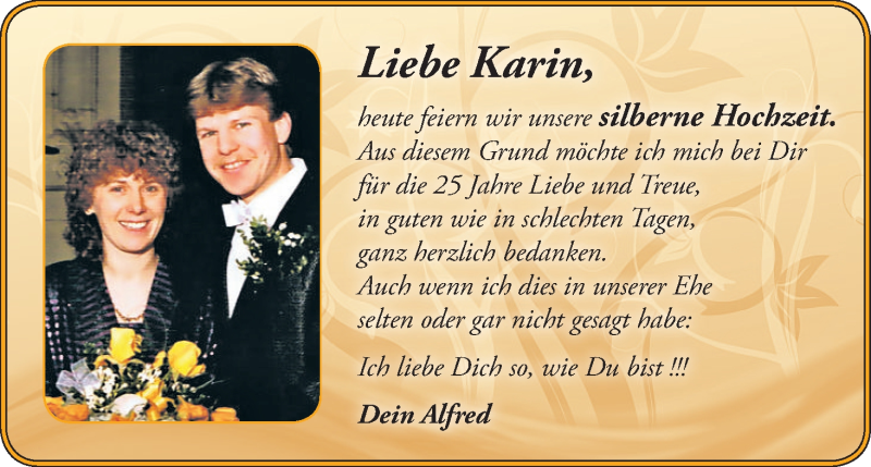 Hochzeitsanzeige von Karin Schwarz von WESER-KURIER
