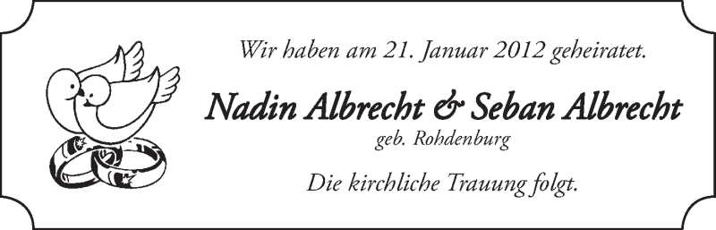 Hochzeitsanzeige von Nadin Albrecht von WESER-KURIER