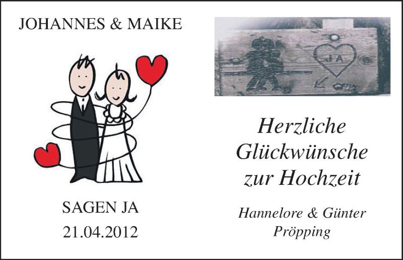 Hochzeitsanzeige von Maike  von WESER-KURIER