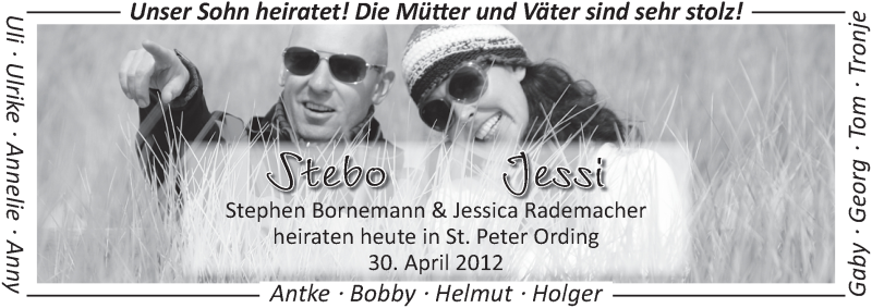 Hochzeitsanzeige von Stephen Bornemann von WESER-KURIER