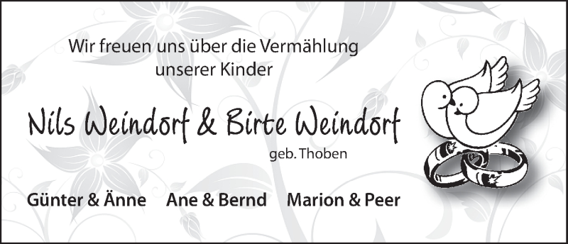 Hochzeitsanzeige von Nils Weindorf von WESER-KURIER