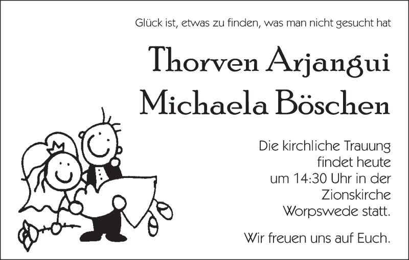 Hochzeitsanzeige von Thorven Arjangui von WESER-KURIER