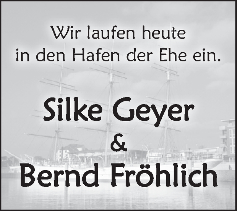 Hochzeitsanzeige von Silke Geyer von WESER-KURIER