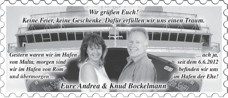 Hochzeitsanzeige von Andrea Bockelmann von WESER-KURIER