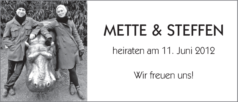 Hochzeitsanzeige von Mette  von WESER-KURIER