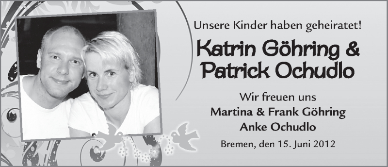 Hochzeitsanzeige von Katrin Göhring von WESER-KURIER