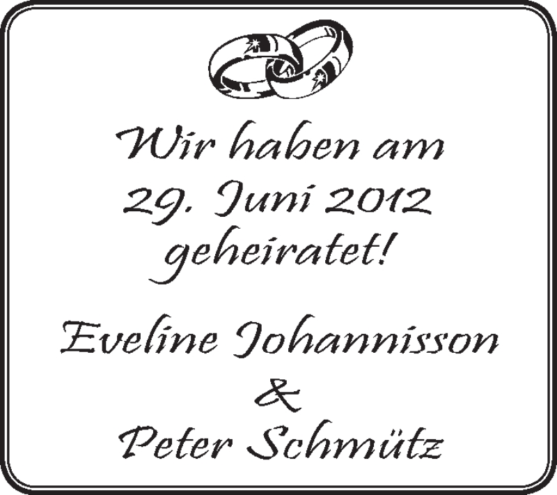 Hochzeitsanzeige von Eveline Johannisson von WESER-KURIER