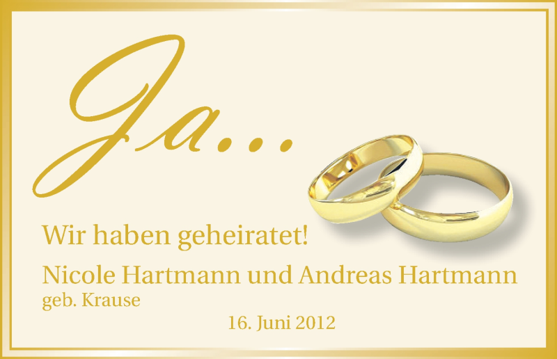 Hochzeitsanzeige von Nicole Hartmann von WESER-KURIER
