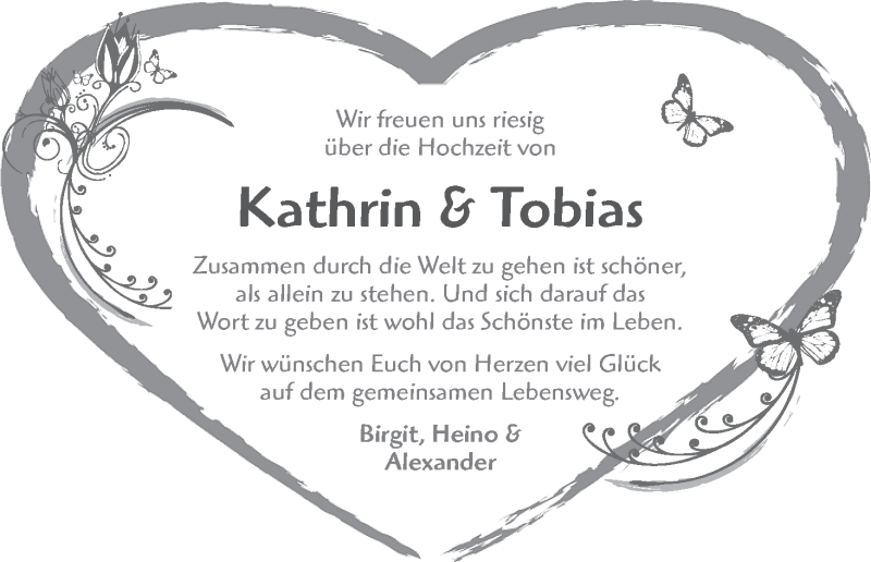 Hochzeitsanzeige von Kathrin  von WESER-KURIER