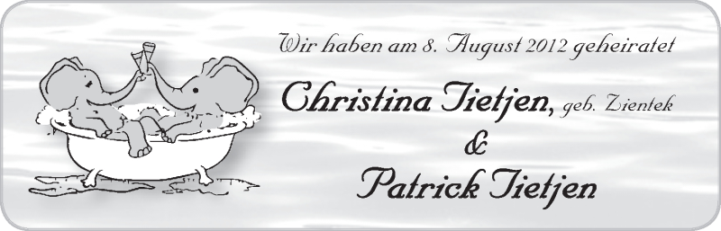 Hochzeitsanzeige von Christina Tietjen von WESER-KURIER