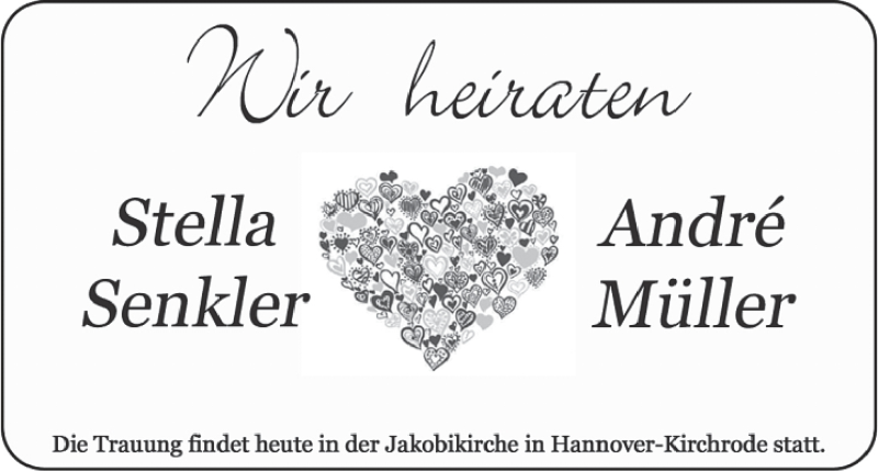 Hochzeitsanzeige von Stella Senkler von WESER-KURIER