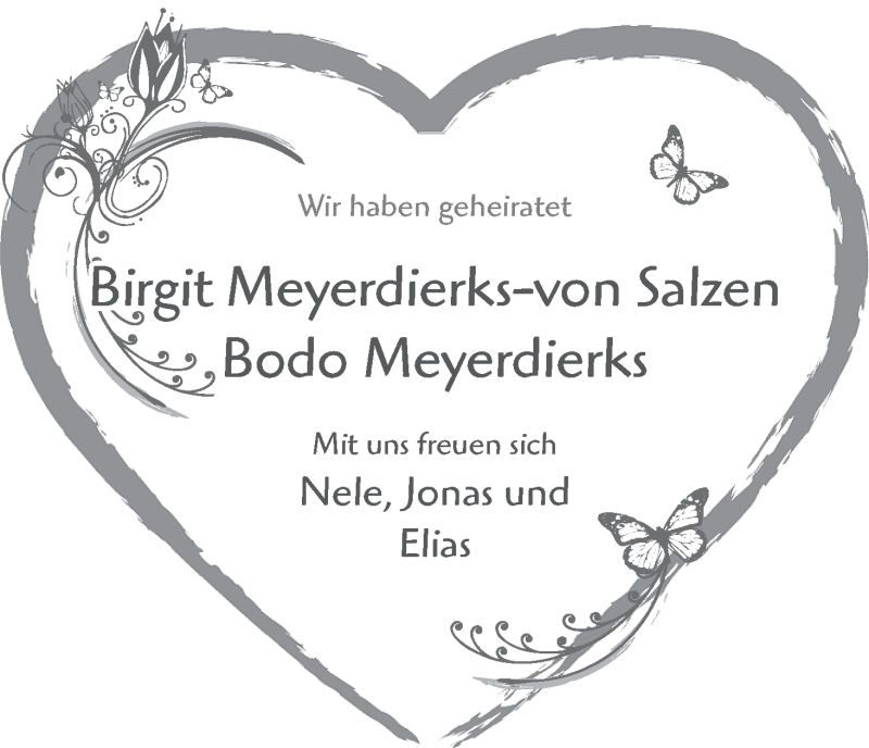 Hochzeitsanzeige von Birgit Meyerdierks-von Salzen von WESER-KURIER