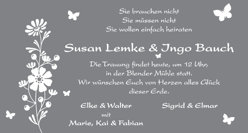 Hochzeitsanzeige von Susan Lemke von WESER-KURIER