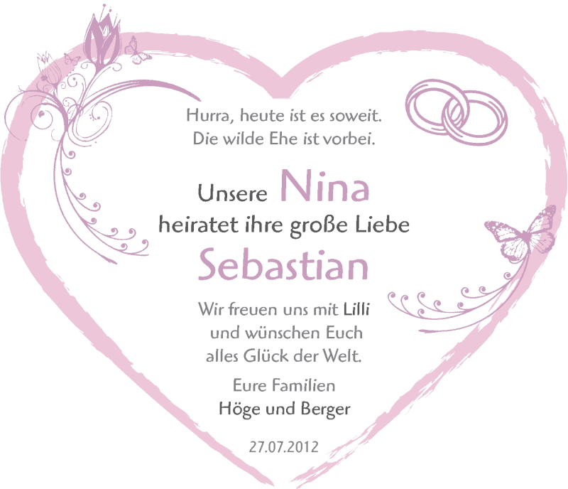 Hochzeitsanzeige von Nina Höhn von WESER-KURIER