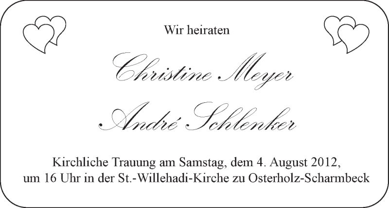 Hochzeitsanzeige von Christine  Meyer von WESER-KURIER