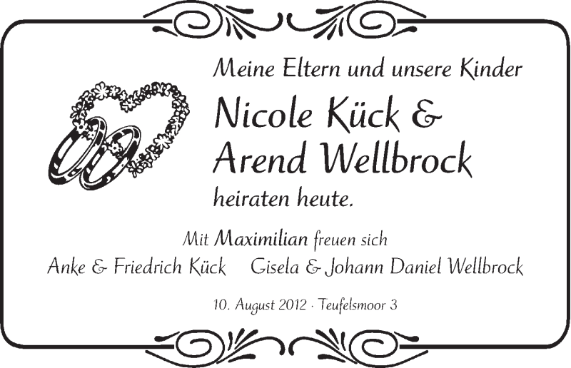 Hochzeitsanzeige von Nicole Kück von WESER-KURIER
