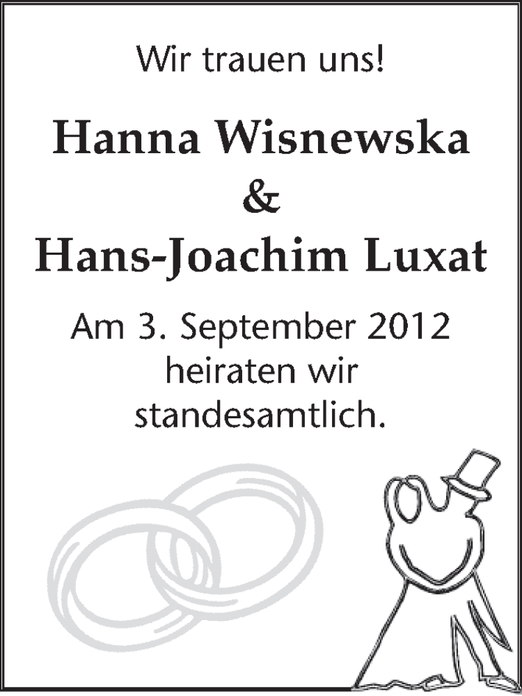 Hochzeitsanzeige von Hanna Wisnewska von WESER-KURIER