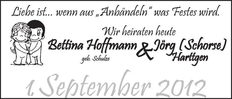 Hochzeitsanzeige von Bettina Hoffmann von WESER-KURIER