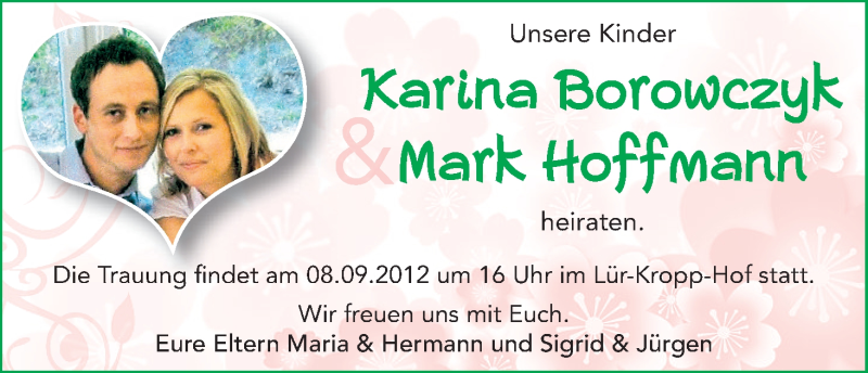 Hochzeitsanzeige von Karina Borowczyk von WESER-KURIER