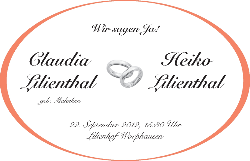 Hochzeitsanzeige von Claudia Lilienthal von WESER-KURIER