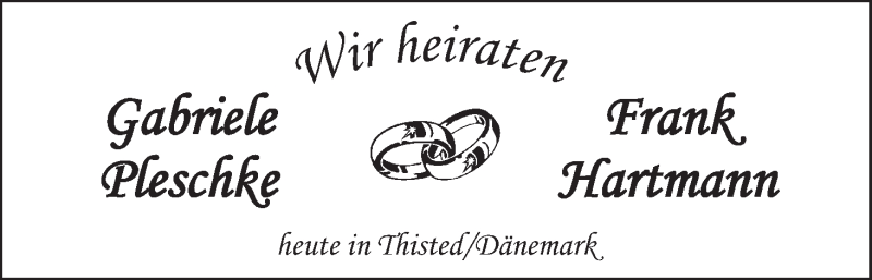 Hochzeitsanzeige von Gabriele Pleschke von WESER-KURIER