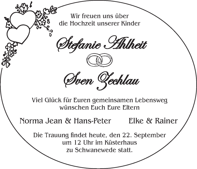 Hochzeitsanzeige von Stefanie Ahlheit von WESER-KURIER
