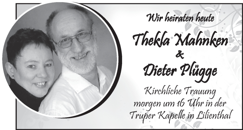 Hochzeitsanzeige von Thekla Mahnken von WESER-KURIER