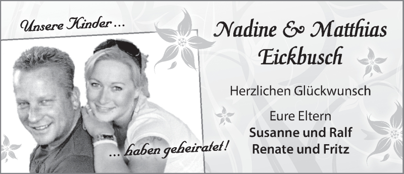 Hochzeitsanzeige von Nadine Eickbusch von WESER-KURIER