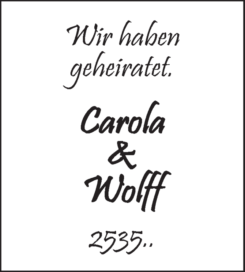 Hochzeitsanzeige von Carola  von WESER-KURIER