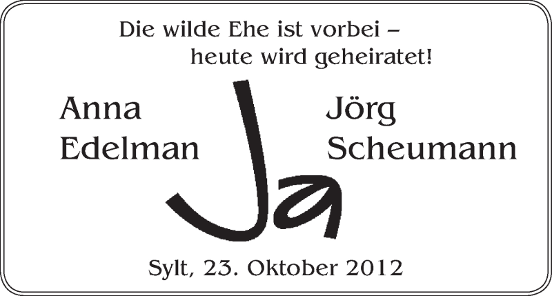 Hochzeitsanzeige von Anna Edelman von WESER-KURIER