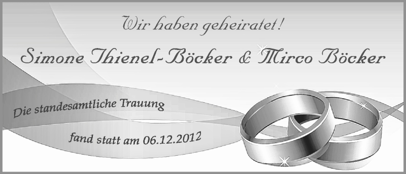 Hochzeitsanzeige von Simone Thienel-Böcker von WESER-KURIER