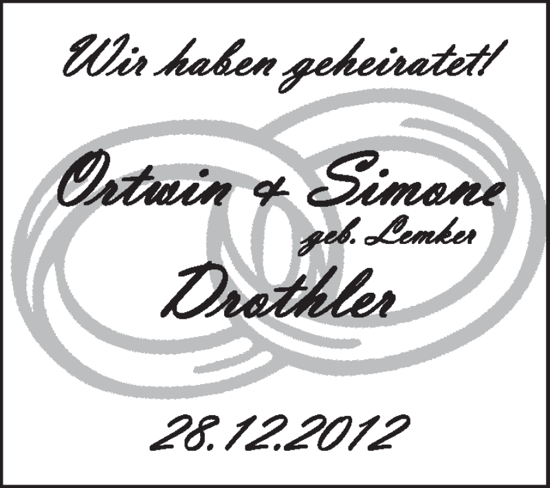 Hochzeitsanzeige von Ortwin Drothler von WESER-KURIER