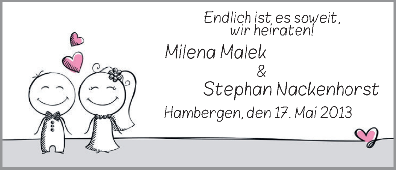 Hochzeitsanzeige von Milena Nackenhorst von WESER-KURIER