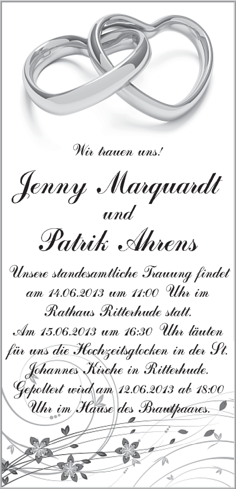 Hochzeitsanzeige von Jenny Marquardt von WESER-KURIER