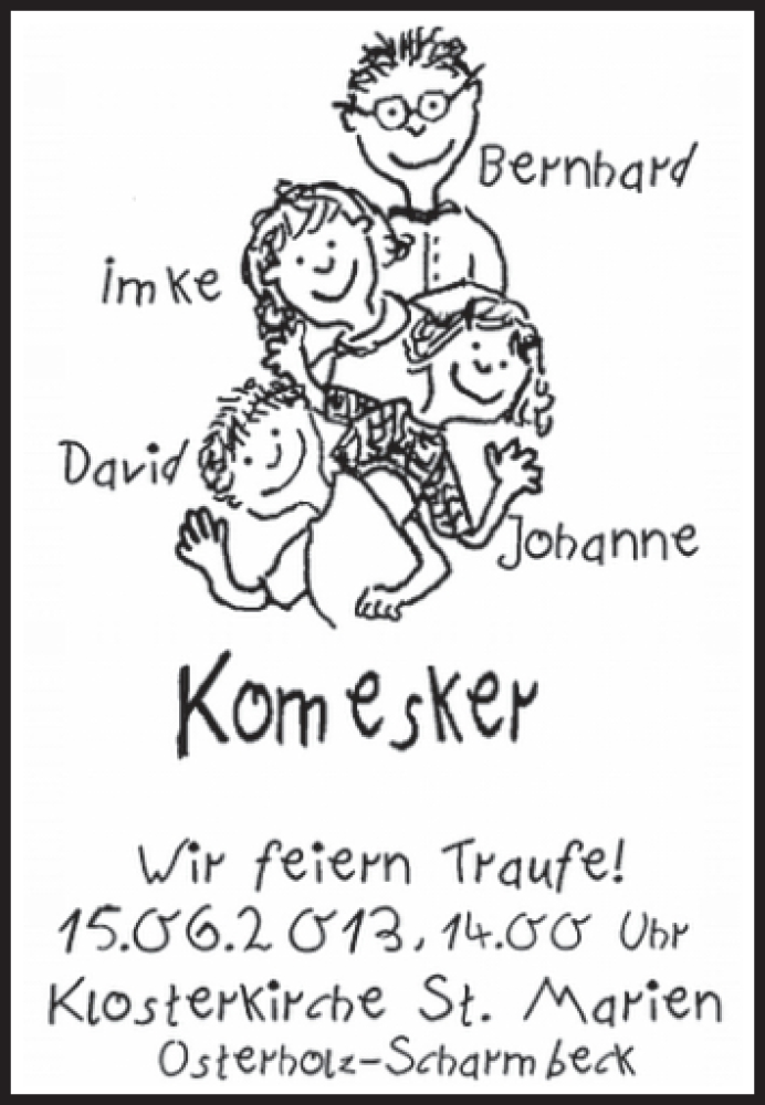Hochzeitsanzeige von Bernhard Komesker von WESER-KURIER