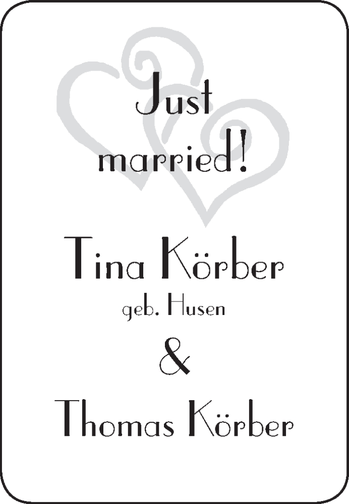 Hochzeitsanzeige von Tina Körber von WESER-KURIER