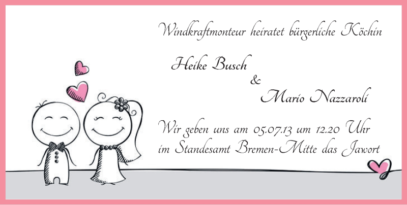 Hochzeitsanzeige von Heike Busch von WESER-KURIER