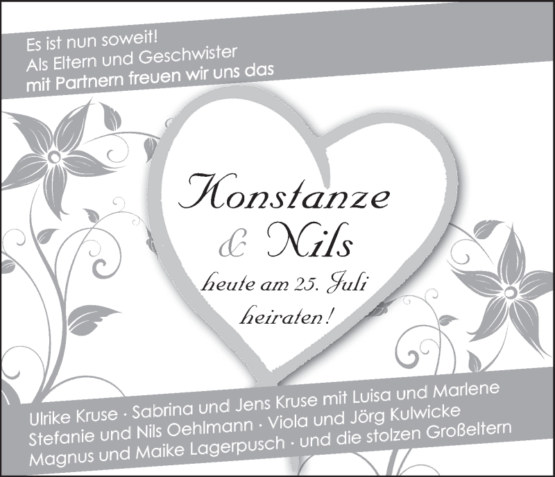 Hochzeitsanzeige von Konstanze  von WESER-KURIER